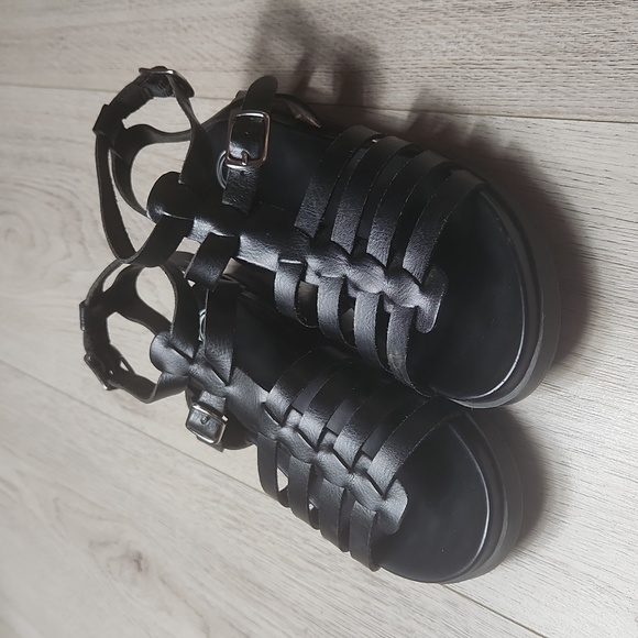 Wonder Nation Little Girls Gladiator Sandals Size Kids 1 Color Black - Picture 2 of 5